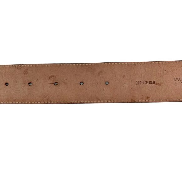 Dolce & Gabbana Womens Leather Logo Plate Belt Size 32 Silver Gold Made In Italy main image 10